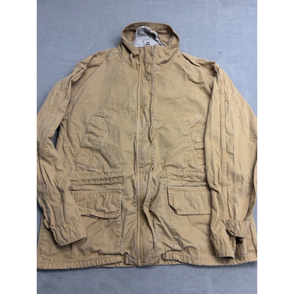 Madewell Women's Tan Khaki Cotton Utility Field Jacket Hidden Hood Small